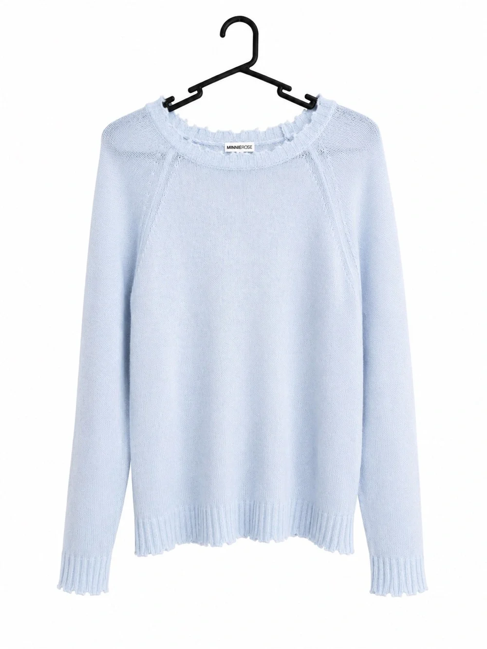 Minnie Rose 100% Cashmere Sweater Light Baby Blue S
